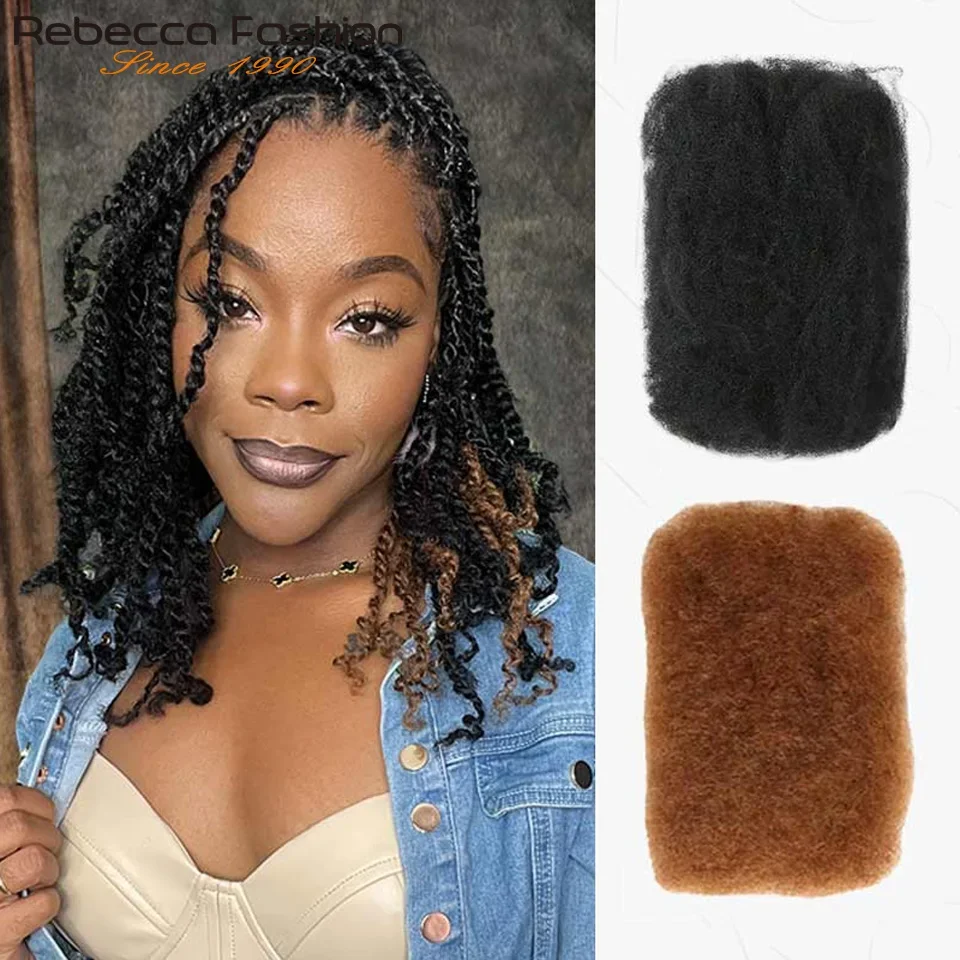 10-22Inch Afro Kinky Bulk QVR 100% Human Hair Extensions No Weft 50g/Pack Brazilian Remy Bulk for Locs Micro Twist Braiding Hair