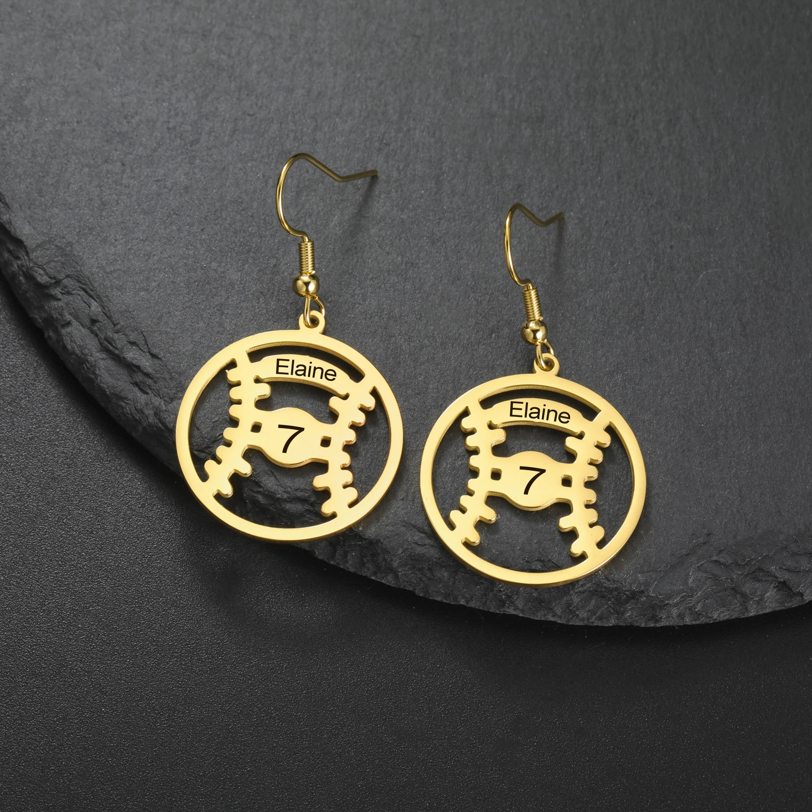 

Custom Baseball Element Earrings Custom Names And Numbers Unique Taste Creating Sporty And Fashionable Earrings Gift Women Girls