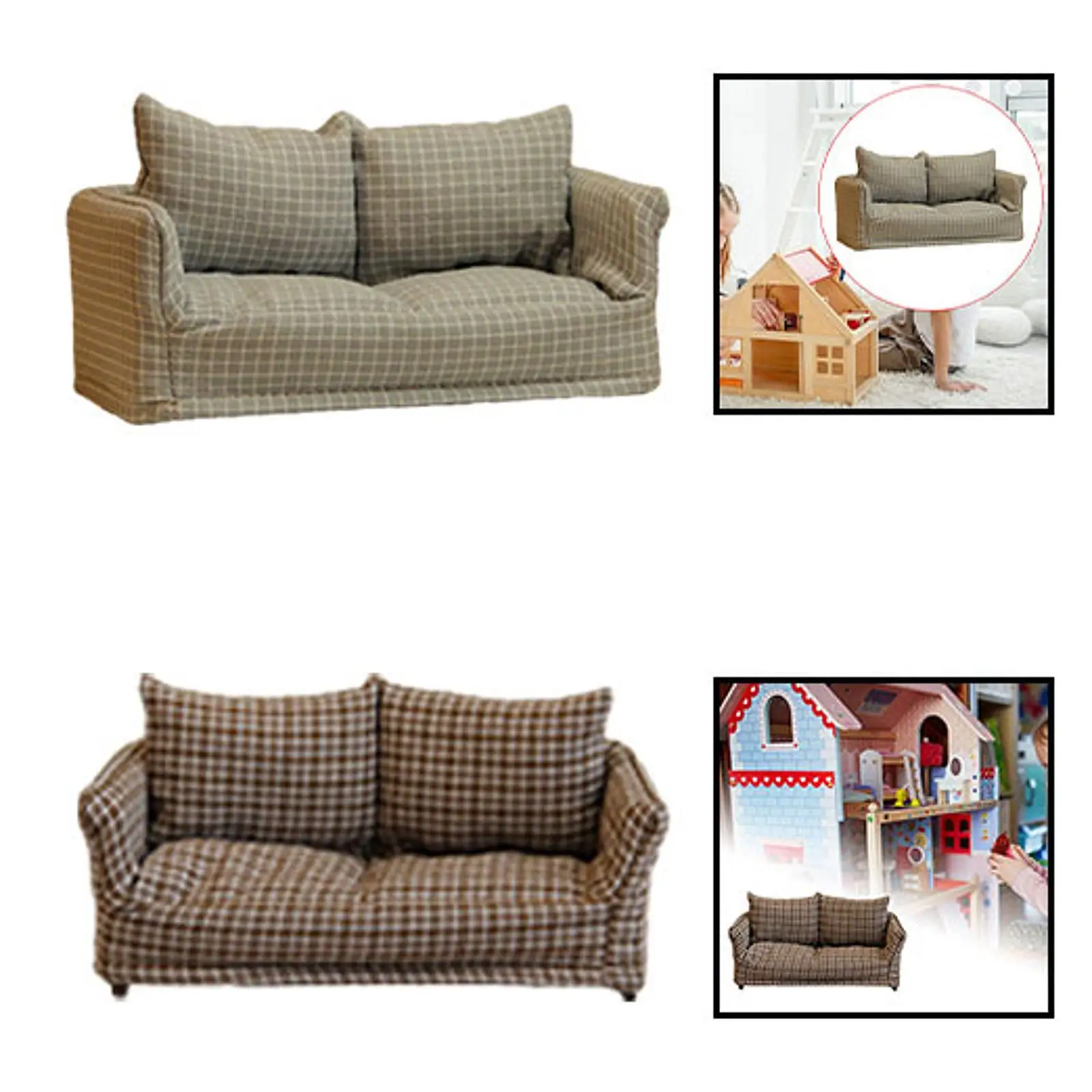 1:12 Puppenhaus Möbel Sofa Mini Couch für BJD Puppe Wohnzimmer Badezimmer