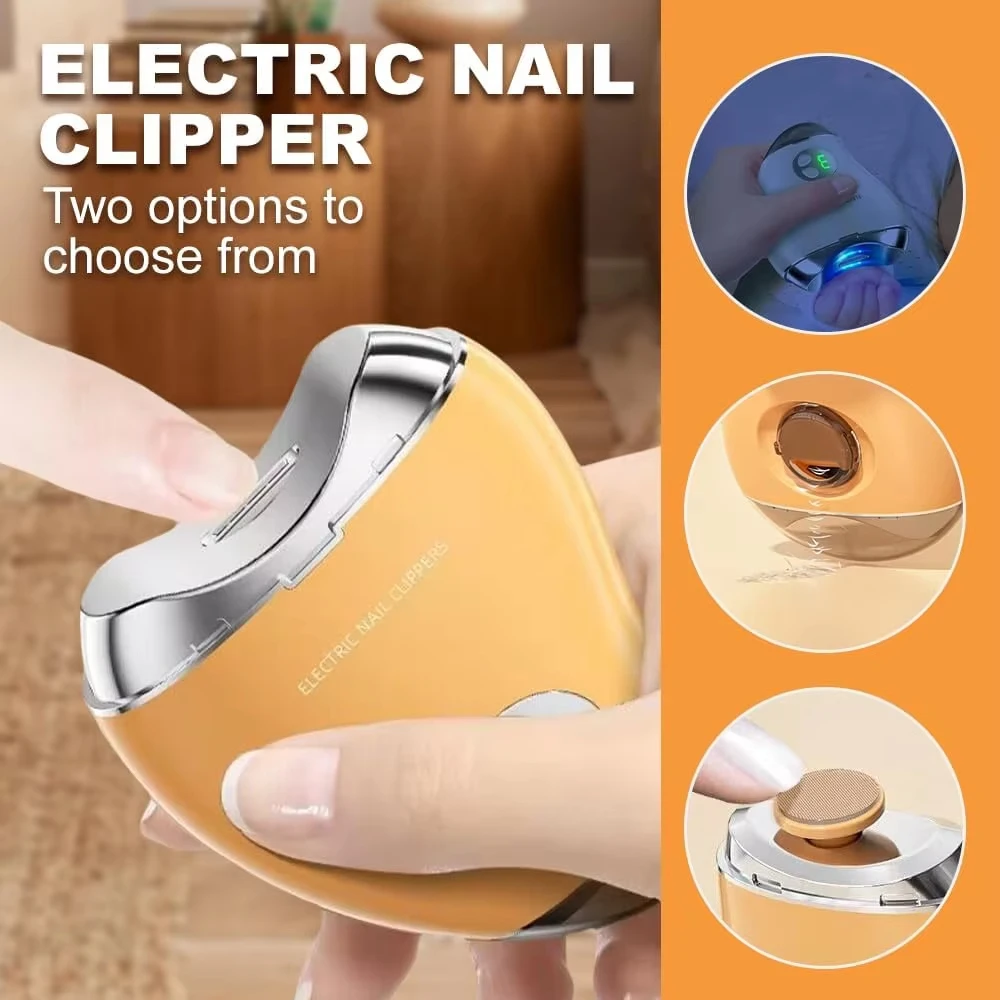 Electric 2 in 1 Nail Trimmer Polisher Anti Pinch Rechargeable Nail Clipper Machine for Smooth Safe Nail Care Adults Kids Home
