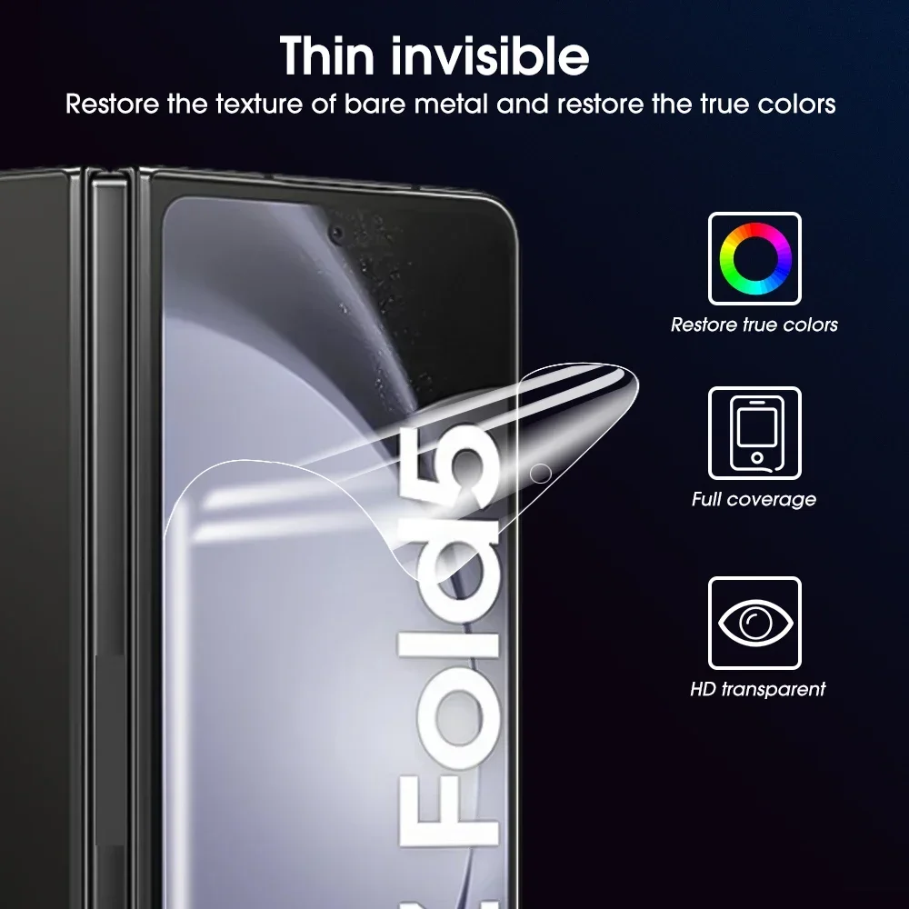 Fold5 Full Cover Soft Hydrogel Film For Samsung Galaxy Z Fold 5 5G HD Clear Screen Protector Camera Tempered Galss Protection