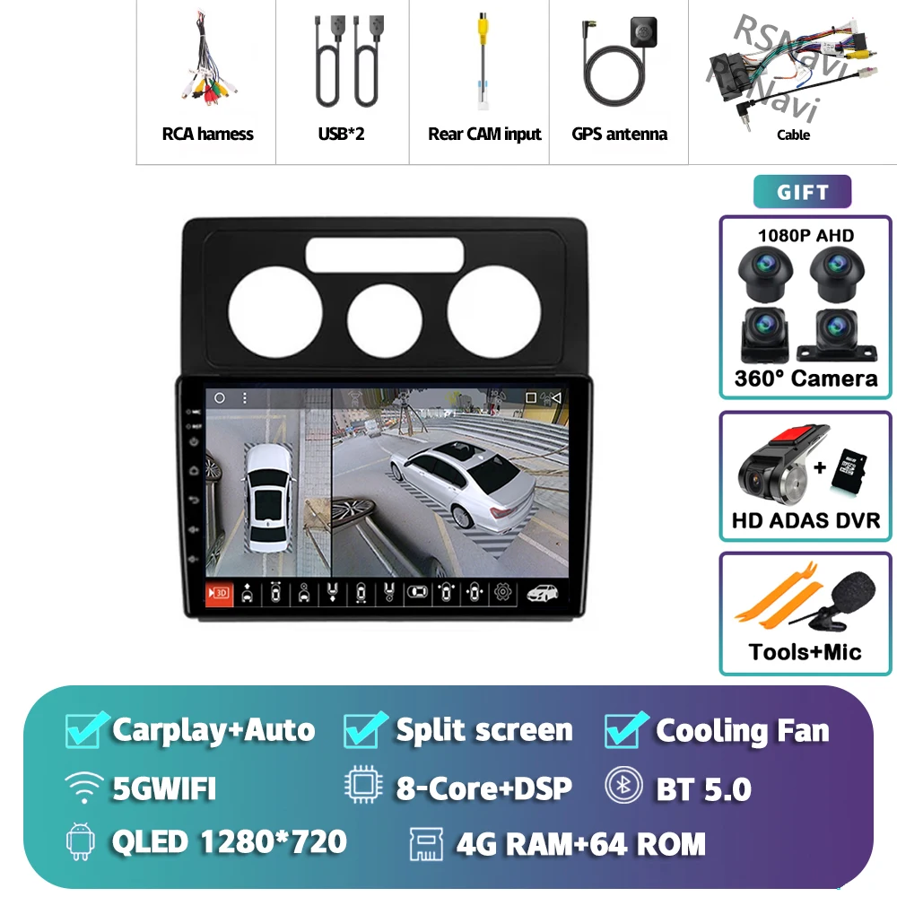 Android 15 Carplay Auto Voor Volkswagen Caddy 2K 3 III 2004-2010 Autoradio Navigatie 2Din DSP Video speler Head Unit BT Stereo