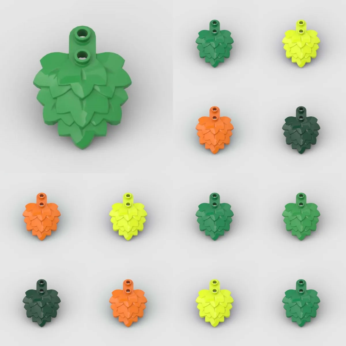 

50PCS Part Bricks 5058 Plant Round Plate 1x2 With Layered Leaves Building Blocks Botanical Leaf Flower Particle Toy Kid Gift