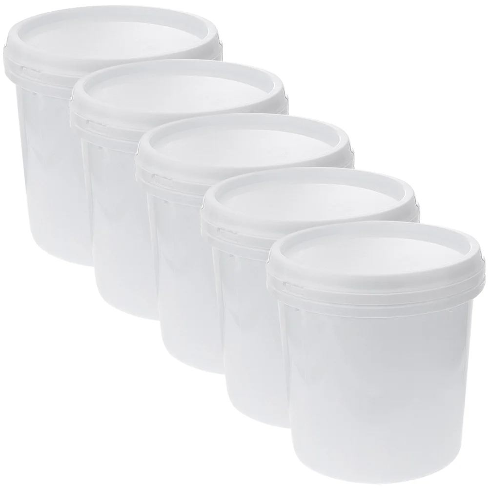 5 Pcs Plastic Barrel White Bucket Gardening Water Pail Ice Cube Beach Buckets Toy Container Thickened Small with Handle Paint