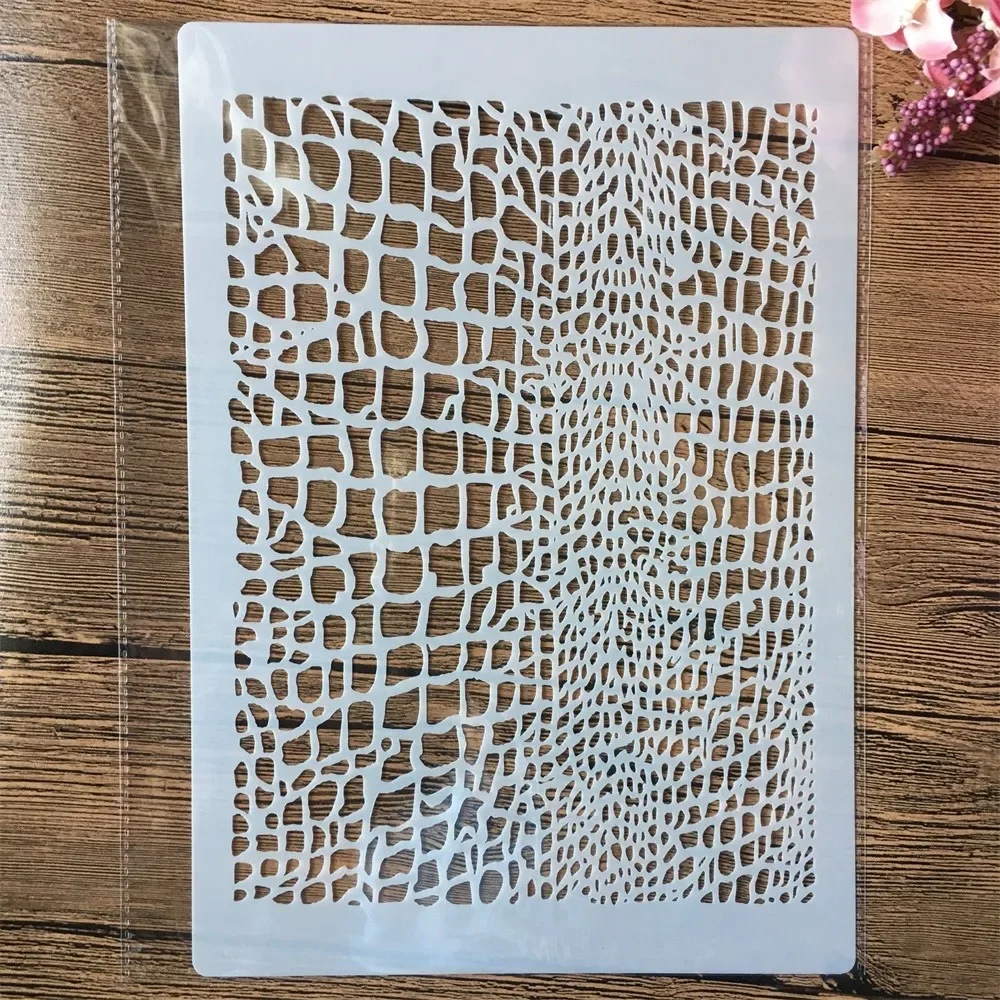 A4 29cm Wooden Net Texture DIY Layering Stencils Wall Painting Scrapbook Coloring Embossing Album Decorative Template