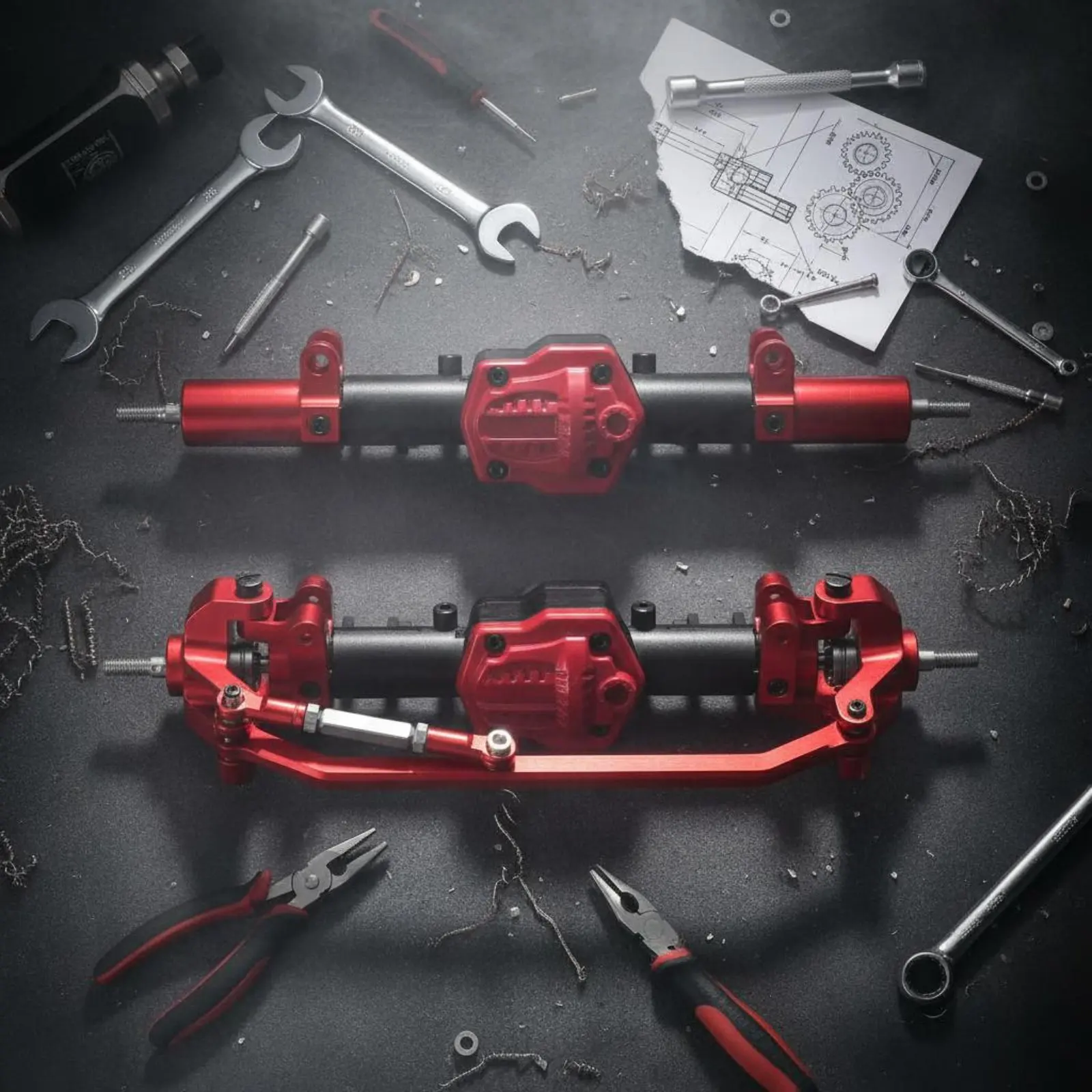 2 Pieces Front and Rear Elevated Axles High Clearance Full Metal Shaft Set RC Crawler Shaft Assembly for Model Car Hobbyists