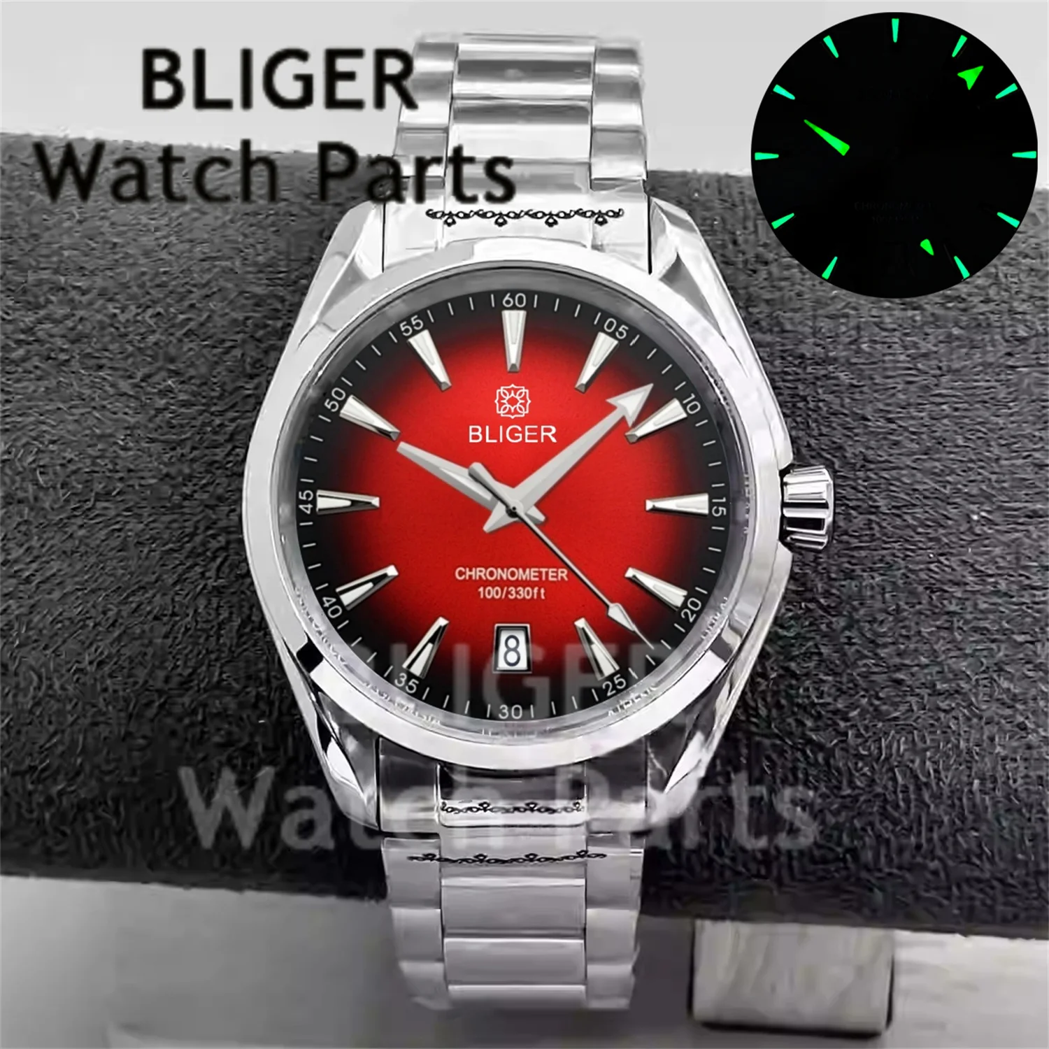 BLIGER 40 مللي متر موضة AT150 ساعات رجالية تاريخ الساعة 6 NH35A ساعة ميكانيكية للرجال 10Bar الصلب غواص الياقوت الزجاج مقاوم للماء