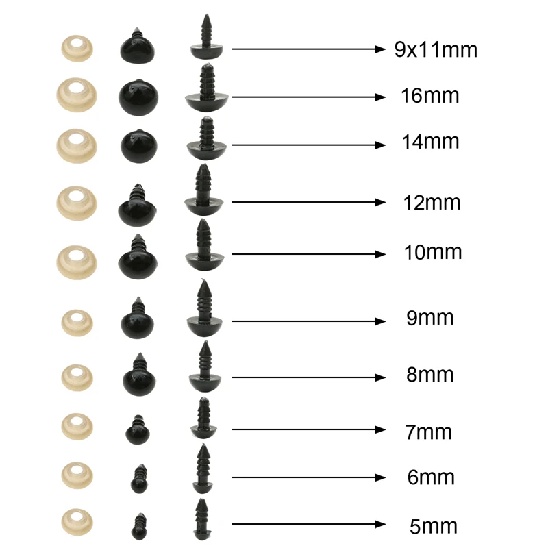 100-200pcs 5-16mm Eyeball Doll Accessories Black Plastic Plush Safety Eyes Amigurumi For Toys 5mm 8mm DIY Funny Toy Eyes Animal