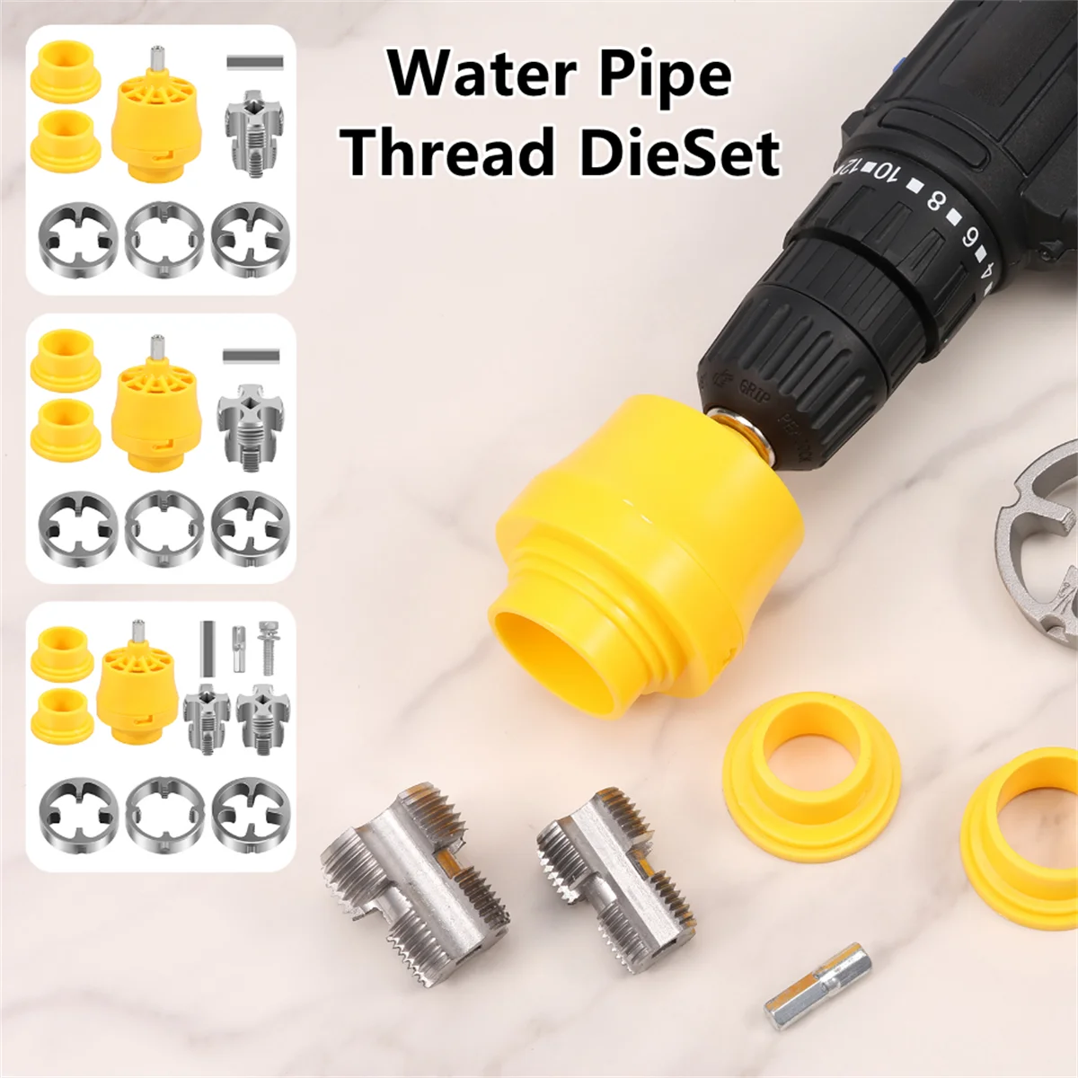 PVC Pipe Thread Maker Tool Set for Electric Drill Accessories Plastic Water Pipe Threading Module PVC Thread Tools Round Die Set