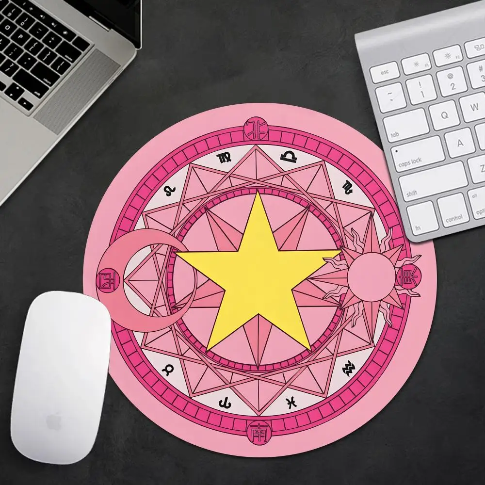 Pink Magic Girls Anti-Slip Small Round Mousepad Mouse Pad for Home Office Gaming Desk Laptop Keyboard Accessories Mats Decor Mat