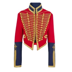 18th Century Hussar Cosplay Costume Red Jacket Victorian Military Red And Blue Jacket Costume Halloween Carnival Clothing