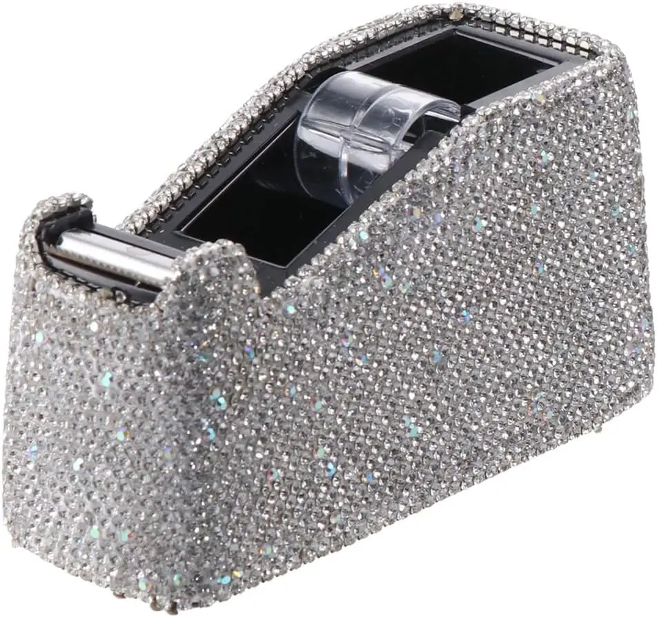 Bling Rhinestone Crystal Diamond Desktop Tape Dispenser Luxury Handmade Crystal Sturdy Tape Dispenser for Office Decoration