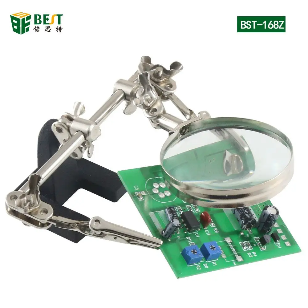 

BST-168Z Magnifying Glass Auxiliary Clip Magnifier Soldering Solder Iron Stand Holder Station Repair Tool