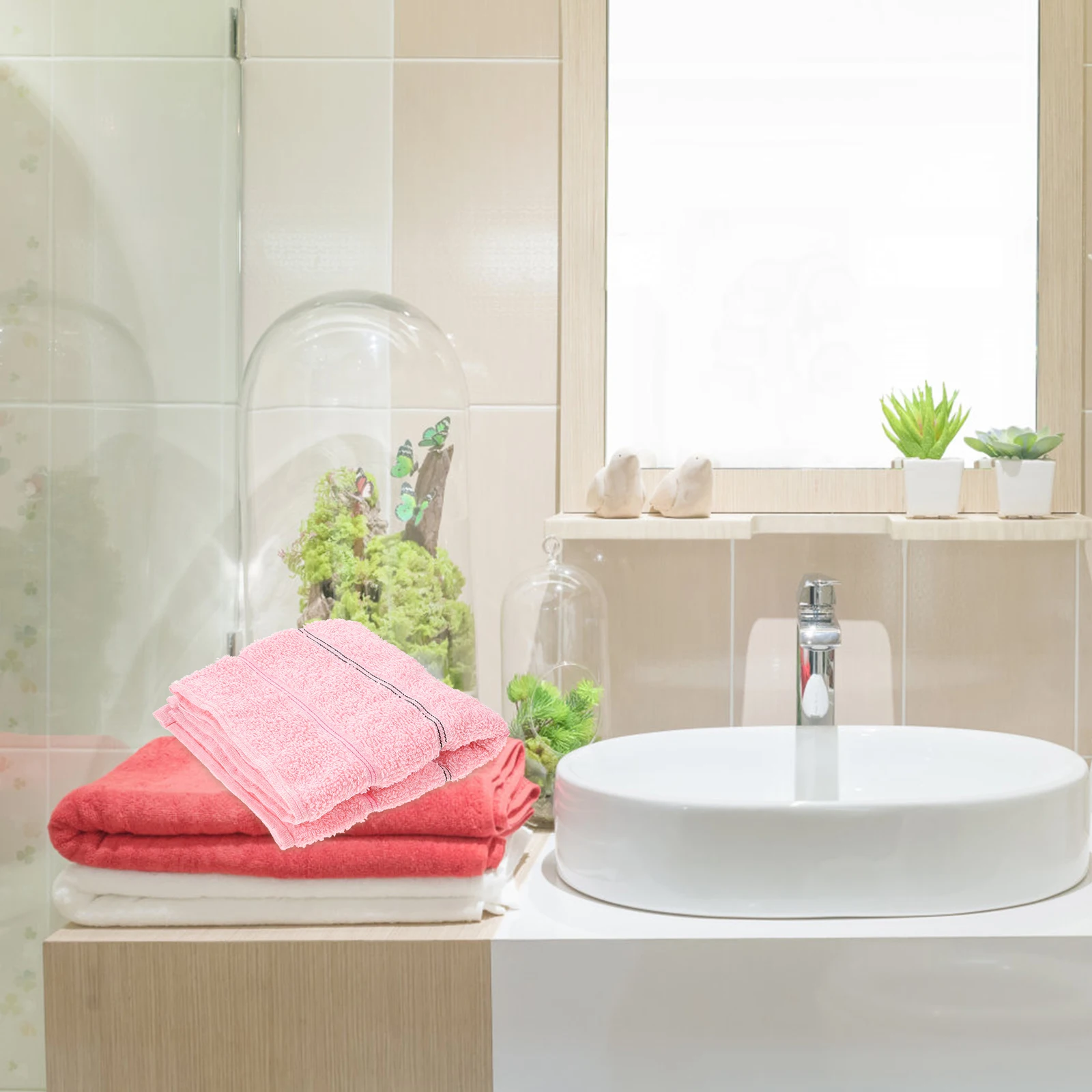 

4pcs Stripe Towels Soft Cotton Bath Hand Striped Towels Face Washcloths EcoFriendly Absorbent Kitchen Accessories