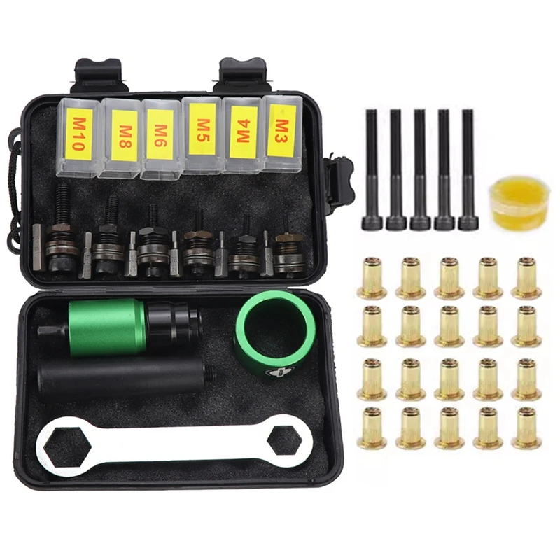 ABMI-Electric Aerodynamic Rivet Tool Kit Rivet Nut Tool Kit With Rivet Drill Bit Adapter Nut Pull Riveting Tool