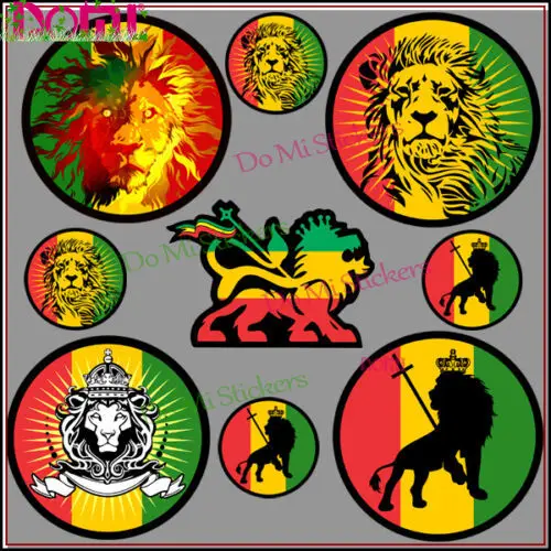 9x Rasta Aufkleber Vinyl Car Sticker Lion of Judah Reggae Rastafari Jamaica Windshield Bumper Motorcycle Tuning Laptop Decal