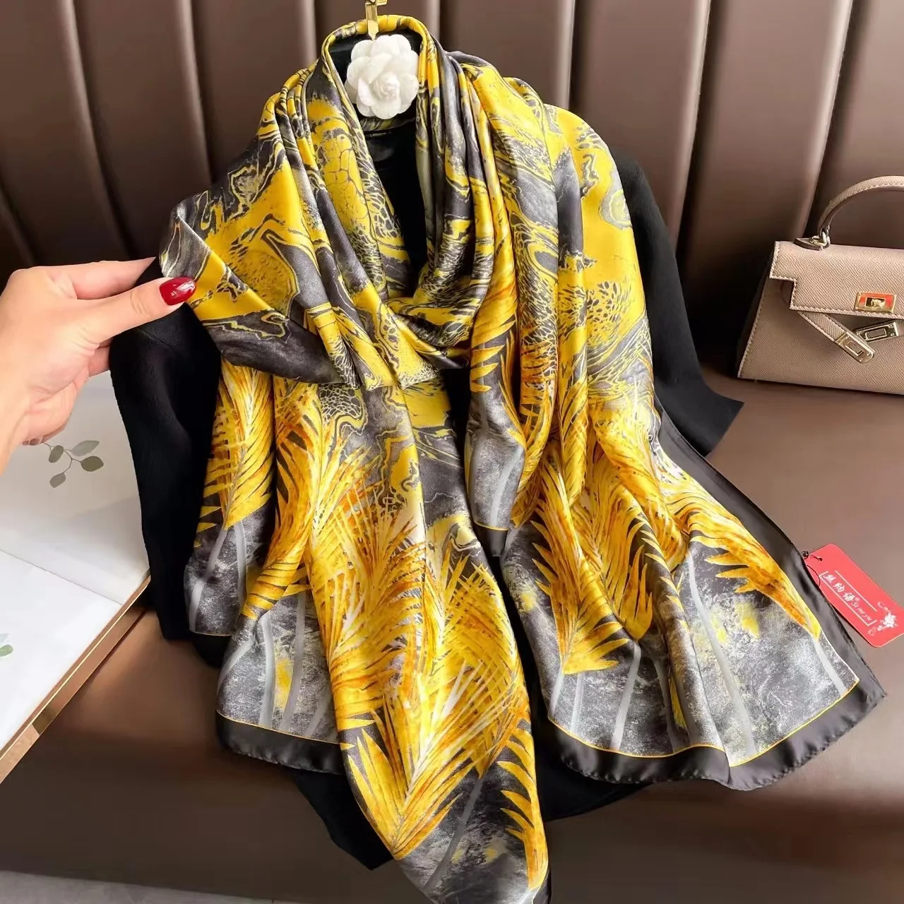 Spring Scarf Women\'s Luxury Design Scarf Silk Smooth Scarf Soft Muslim Headband Shawl Beach 85x180cm