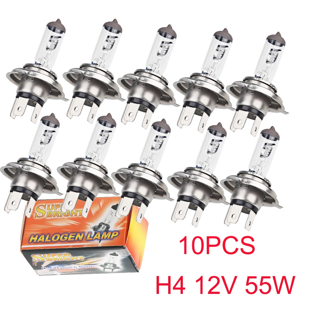 10pcs H4 12V 55W 4300K Halogen Car Light Bulbs Lamp Factory Price Car Styling Parking Light Bulb Car accessories H4 Halogen Bulb