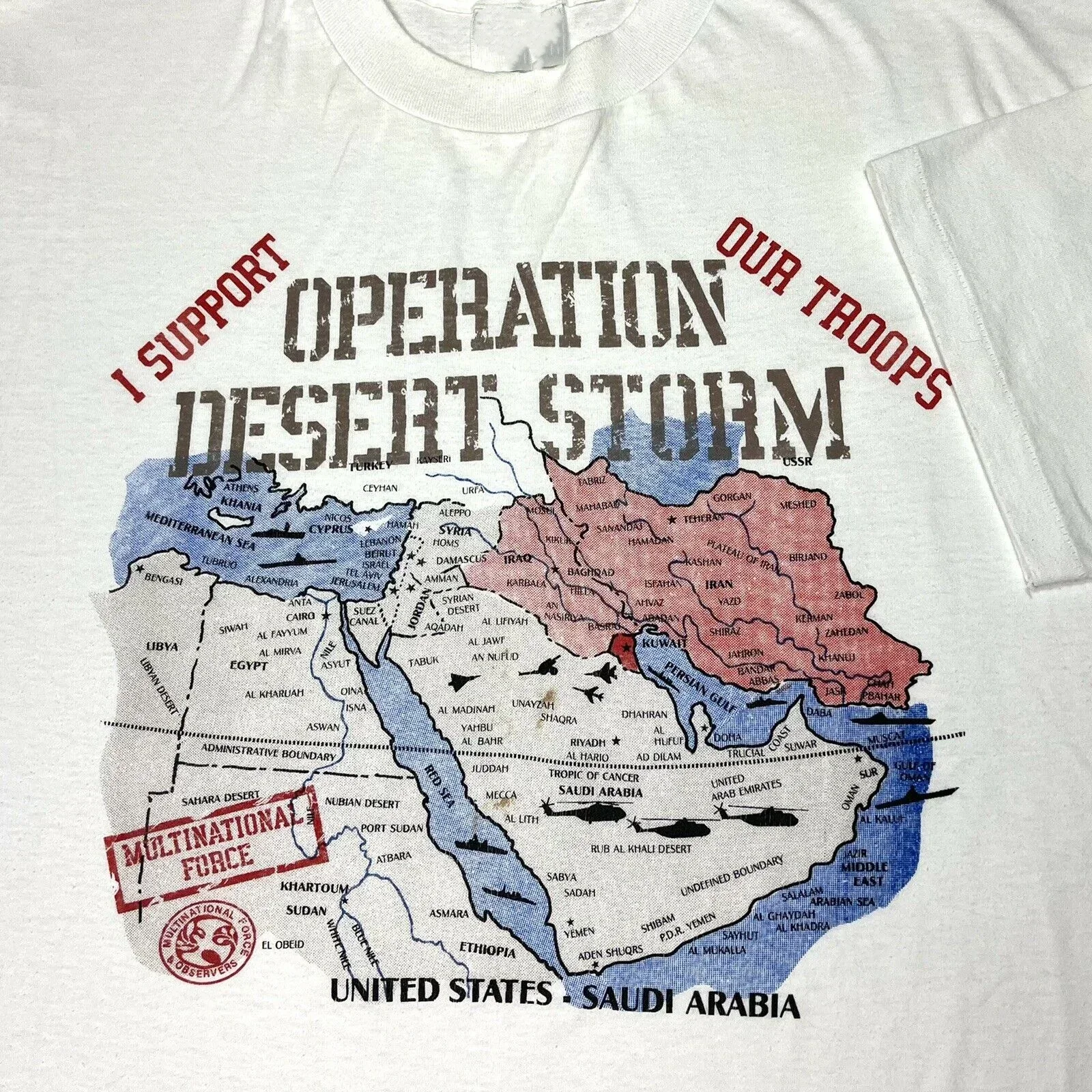 Vintage 1990 Operation Desert Storm T-Shirt 100% Cotton O-Neck Short Sleeve Summer Casual Mens T-shirt Streetwear