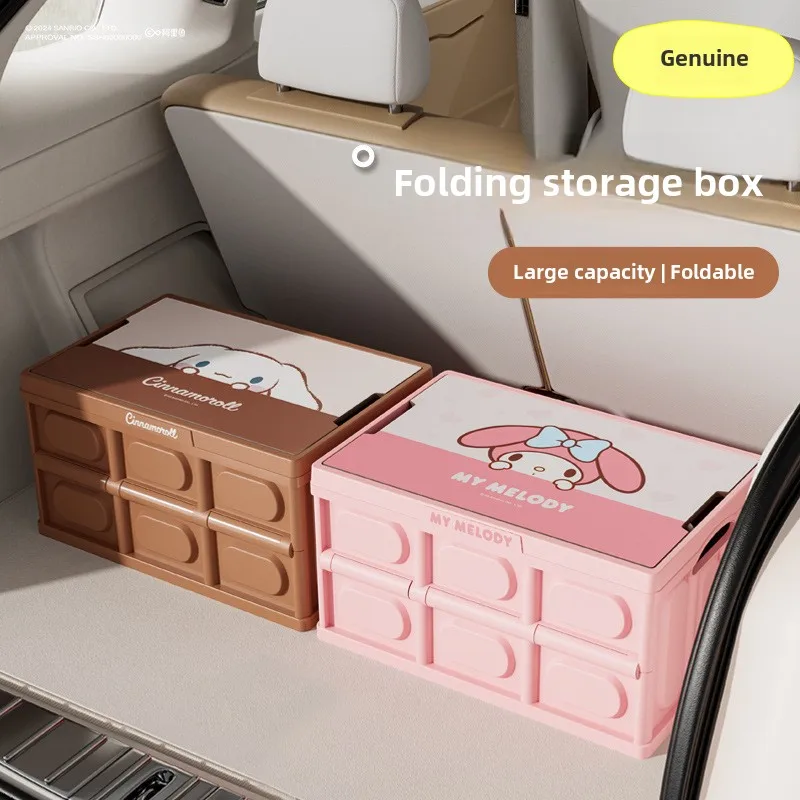 

Sanrio Cinnamoroll Mymelody Anime Cartoon Camping Storage Box Thickened Foldable Storage Box trunk organizer outdoor Bench Table