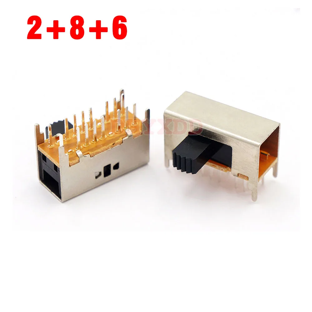 10 szt. 16-pinowy 3-pozycyjny przełącznik poziomy 4P3T do montażu na panelu PCB SK-43D03 Wysokość uchwytu 5 mm 8 mm Przełącznik wzmacniacza audio