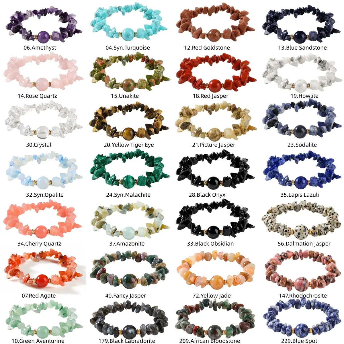 Handmade Natural Irregular Chip Stone Bracelet Elastic Round Gemstone Bead Healing Crystal Stretch Bracelets Women Jewelry