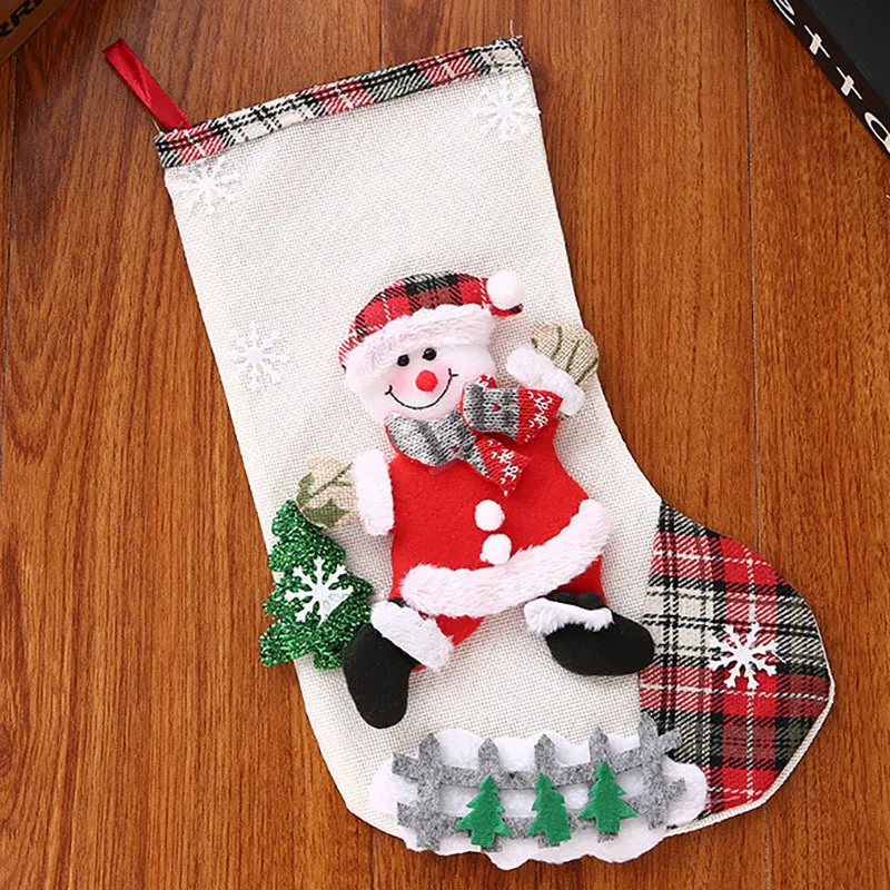 (1 Pcs)Christmas Socks Gift Bags Christmas Decorations Hanging Holiday Party Decoration Atmosphere Props DIY Candy Gift Bags