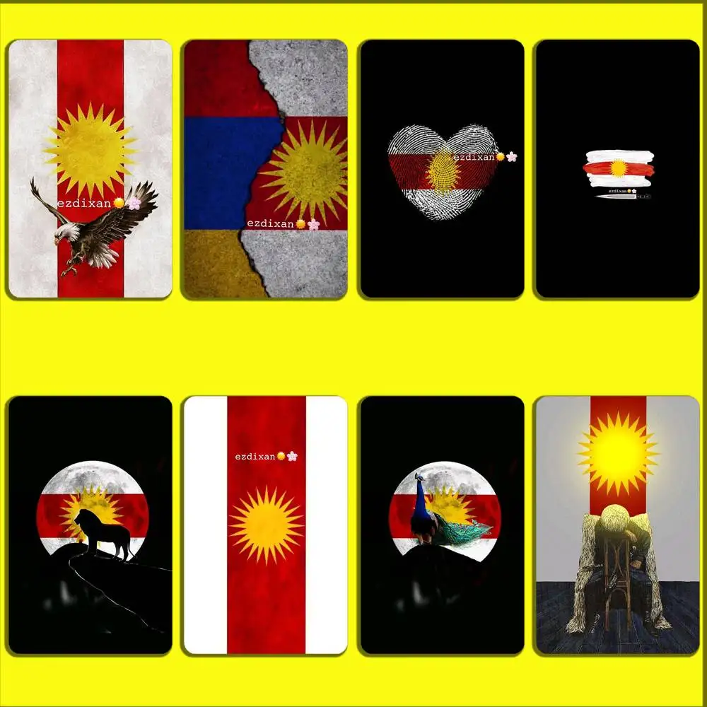 

Yazidi Flag Ezidxan Card Stickers For Debit Bank Credit Cards Metro Bus Pass Sticker Decoration Cover 4PCS Card Skin