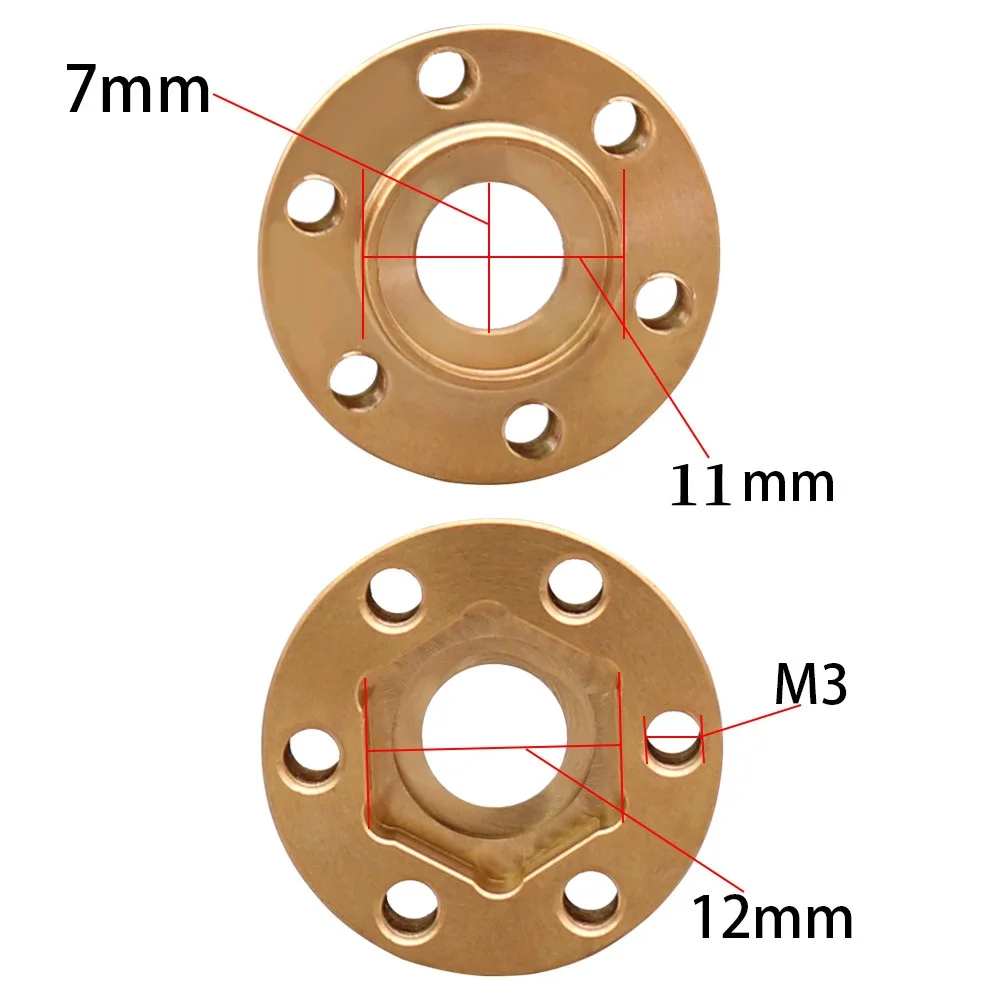 4pcs Brass 12mm Wheel Hex Hub Widen Adapter for 1.9 2.2 Wheel Rim 1/10 RC Crawler Axial SCX10 Traxxas TRX4 Wheel Counterweight