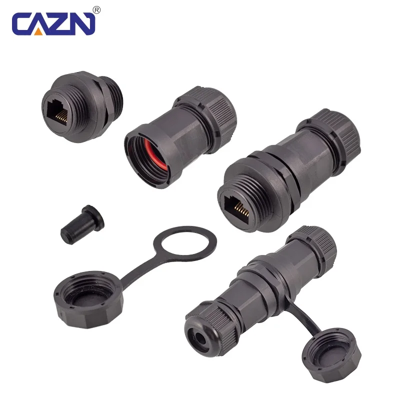 M21 RJ45 Threaded Front Mount Socket 2 Port Gigabit Female to Female IP67 Waterproof for Network Cabinet & Patch Panel