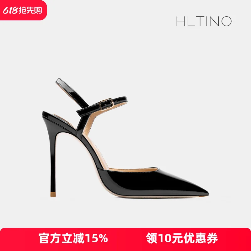 

2025 Summer New Sexy One Belt Baotou Sandals for Women with Thin Heels, Fashionable Black Pointed Style, Versatile High Heels