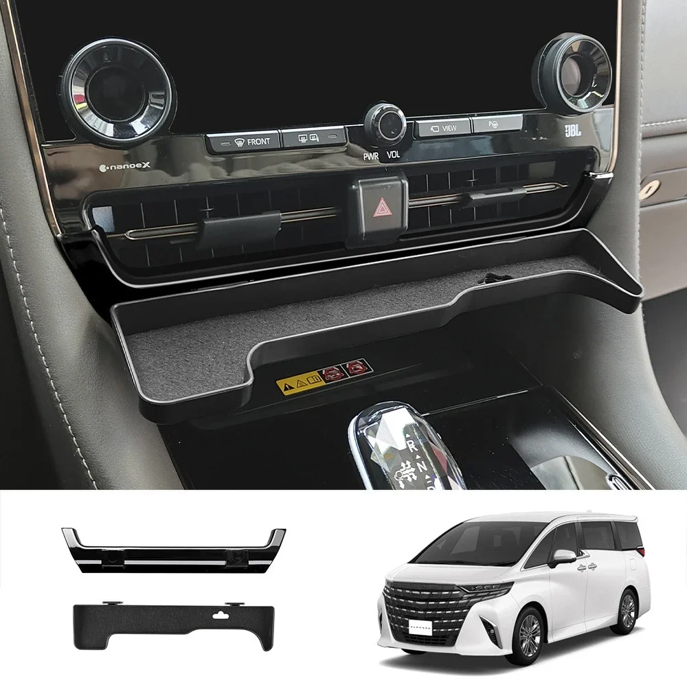 For Toyota ALPHARD/VELLFIRE 40 Series 2023 Central control air outlet tray [bright black base + tray] scratch-resistant storage