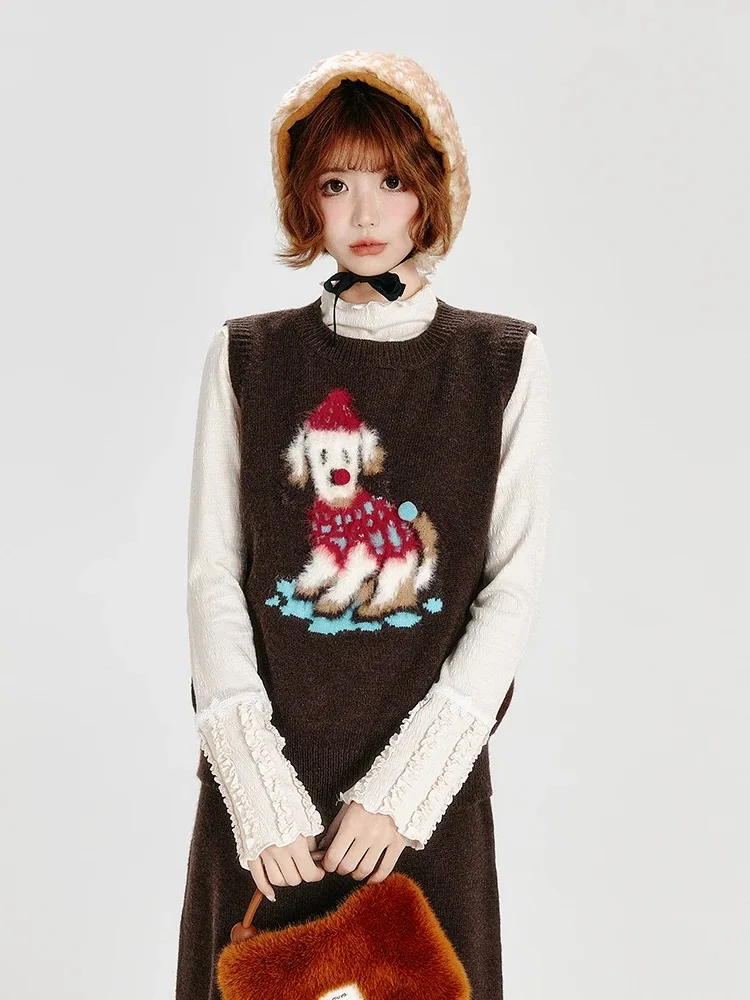 

Korean Gentle Fashion Set For Women'S Autumn And Winter Cute Sweater Vest+Knitted Half Skirt Two-Piece Set For Women