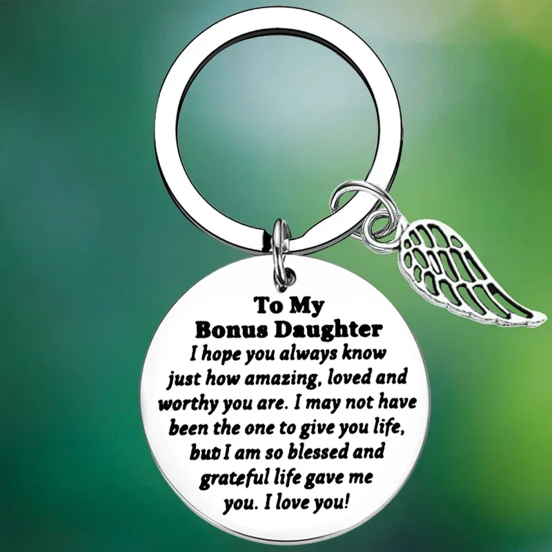 Bonus Daughter Gift Keychain Stepdaughter Gift Key Chain Pendant Unbiological Daughter Gift