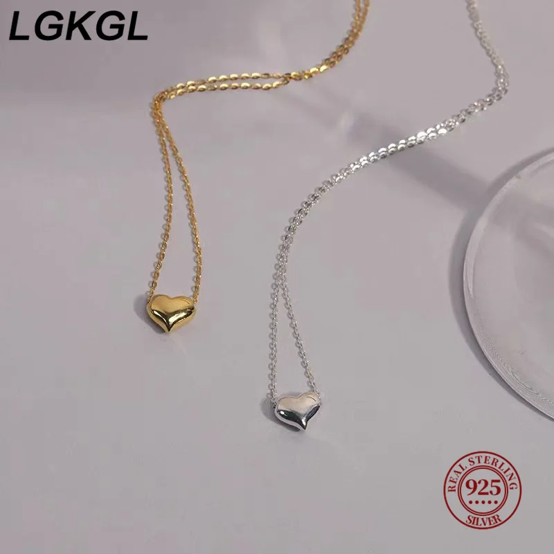 LGKGL The new s925 sterling silver mini love necklace light luxury small luxury high-grade French collarbone chain women