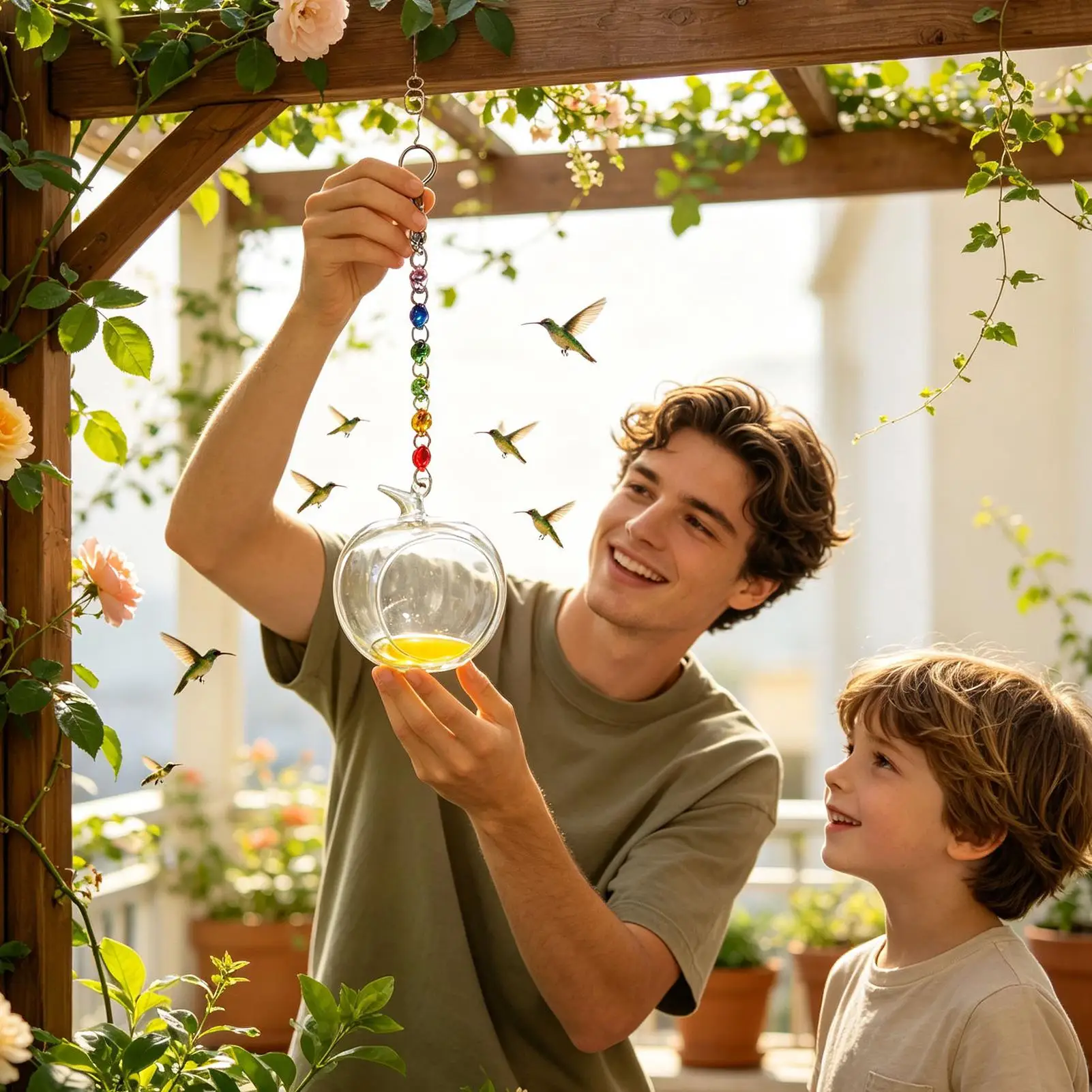 Glass Hummingbird Feeders Heavy Duty Glass Garden Art Decor Bird Feeder Hummingbird For Garden Yard Farm Porch Window Balcony
