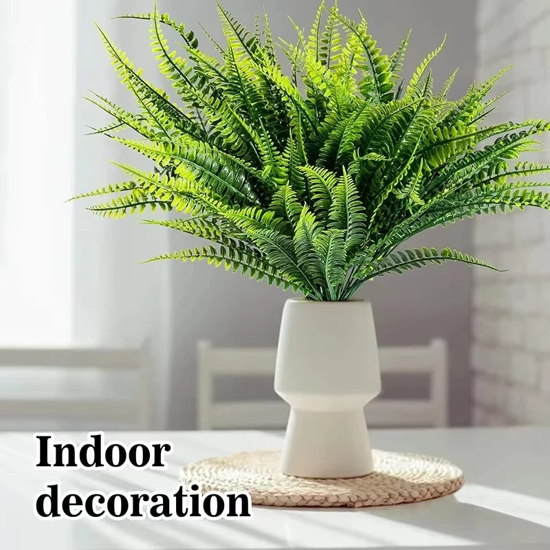 1PC Artificial Ferns DecorFake Green Leaves Artificial Plants Handle Bunch Grass Home Indoor Outdoor Porch Garden Decoration