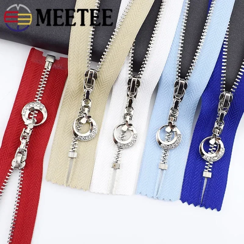 Meetee 2/5 sztuk 3 # metalowe zamki Close-End 20/30cm Open-End 40-70cm na zamek błyskawiczny do torby odzieży torebka Zip zestaw naprawczy materiał