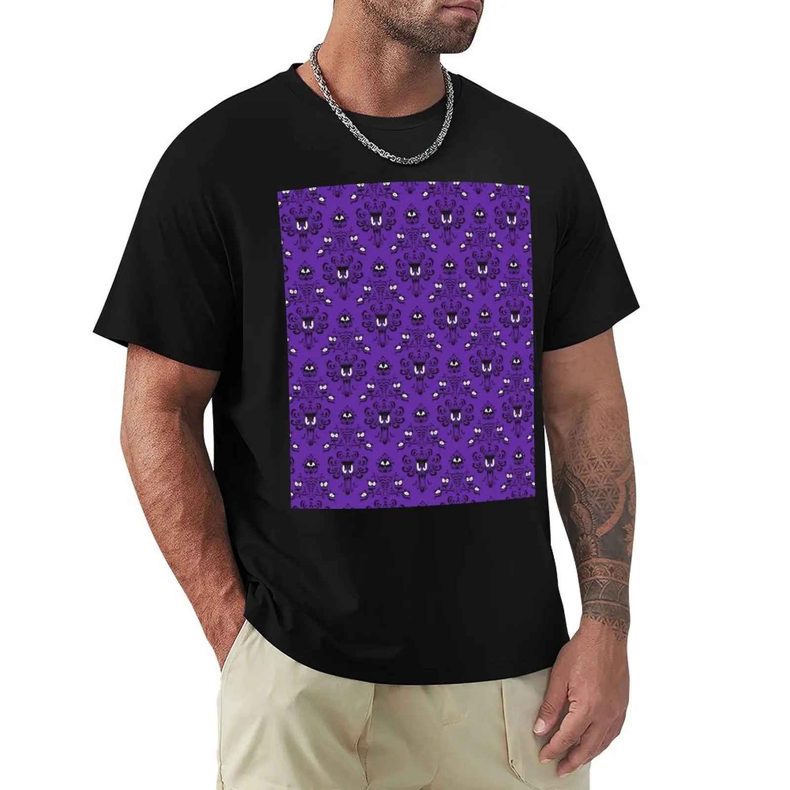 

Haunted Mansion Wallpaper T-Shirt boys whites summer top mens t shirt