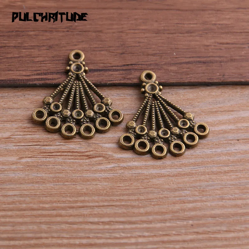 PULCHRITUDE 16pcs 25*27mm Two Color Zinc Alloy Vintage Pendant Charm Jewelry DIY Hollow Circle Connector Pendant Necklace