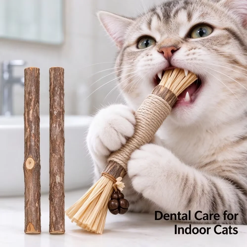 Cat Silvervine Chew Sticks Natural Matatabi Dental Care Toy Set for Teeth Cleaning Grinding Indoor Exercise Daily Play Activity