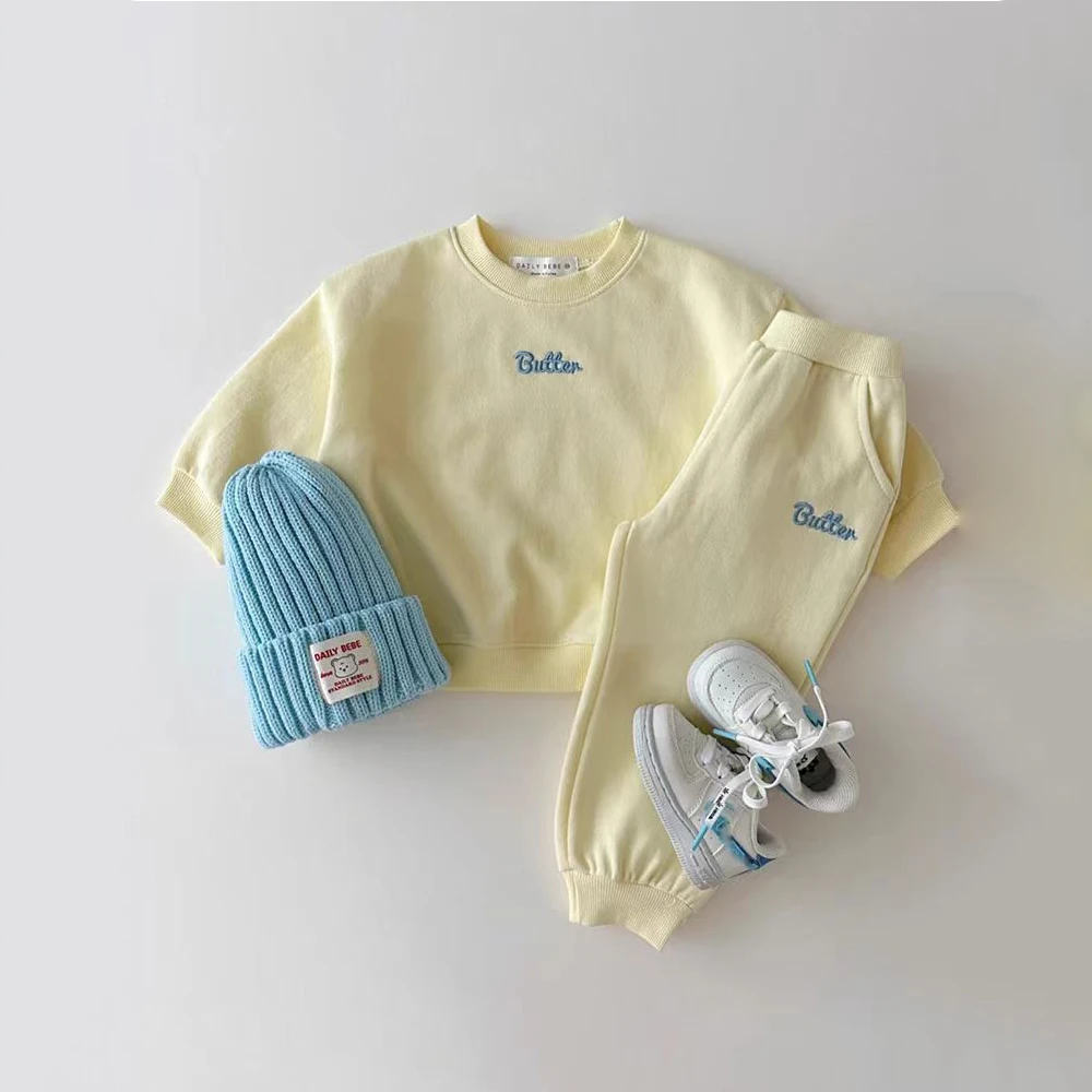 Korean Sets Casual Cartoon Clothing Tracksuit Baby Boy Summer Printed Clothes T-shirt+shorts Baby Girl Casual Solid Color Sets