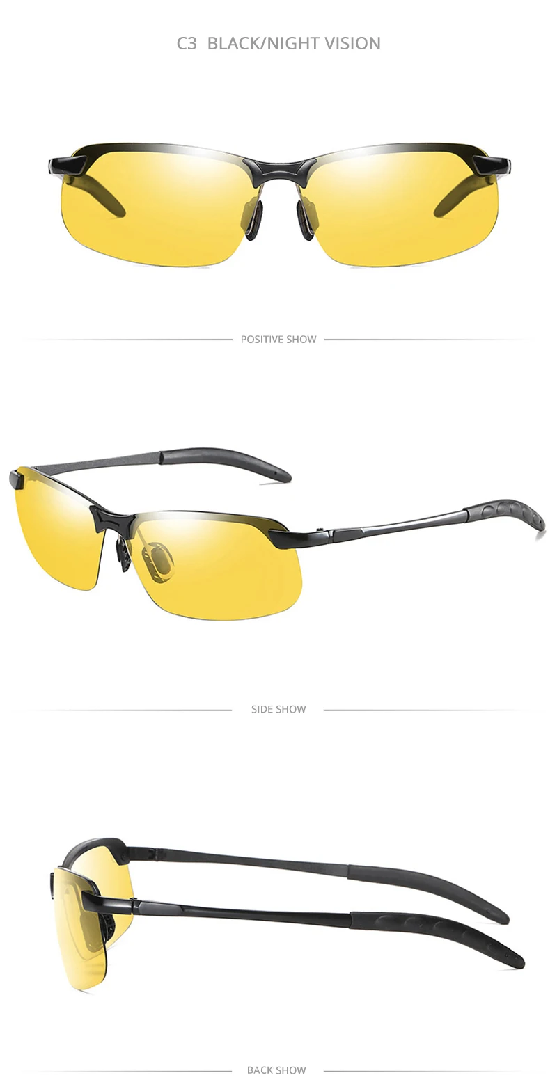 Vintage Photochrome Sonnenbrille Männer Mode Rechteck Polarisierte Sonnenbrille Männlich Fahren Chameleon Brillen Nachtsicht – Detail 13