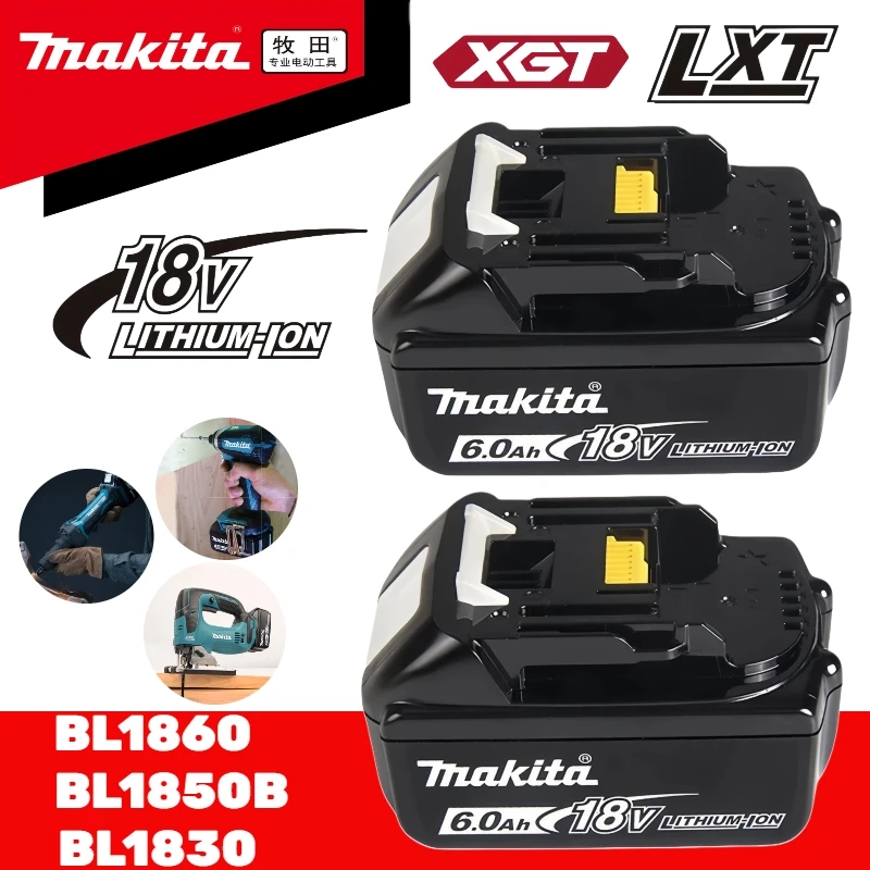 

Official genuine makita 18v 6Ah original battery BL1830 BL1860 BL1850B BL1840 rechargeable power tools batterie and LED charger