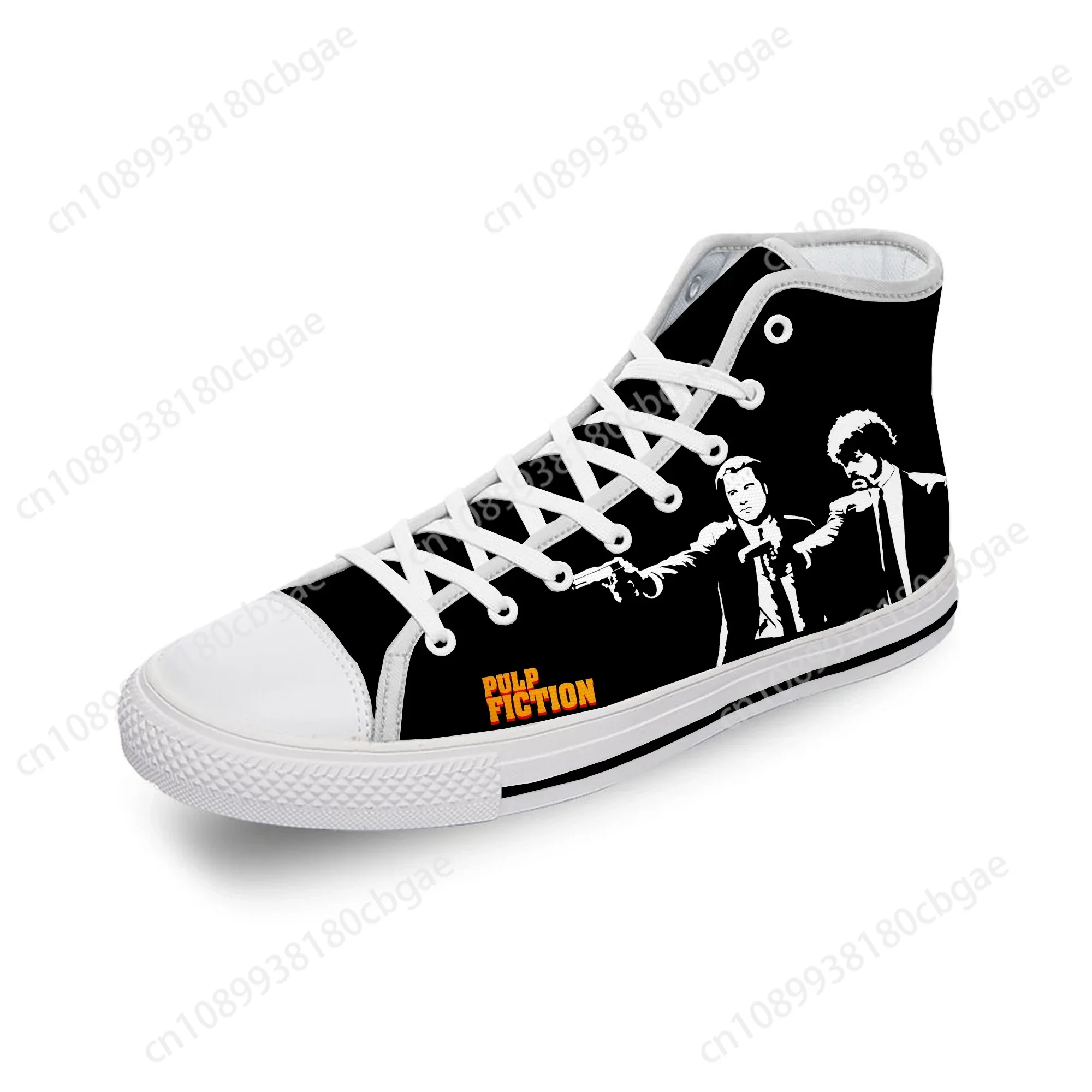 

Classic Movie Pulp Fiction Funny White Cloth Fashion 3D Print High Top Canvas Shoes Men Women Lightweight Breathable Sneakers