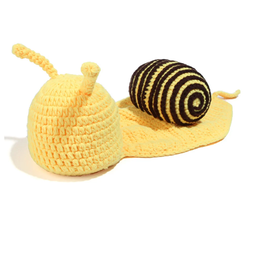 الوليد البومة ملابس الطفل محبوك قبعة مجموعة 0-6 متر للجنسين تنفس اليدوية زي فريد للصور الدعائم القهوة