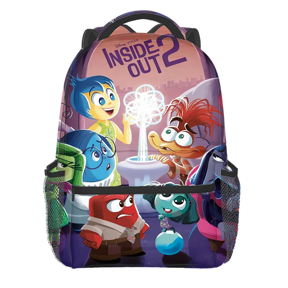 Inside Out 2 Disney Backpack Cartoon Full Printing Schoolbag Student Supplies Rucksack Gift Boys Girls Knapsack Children Outdoor