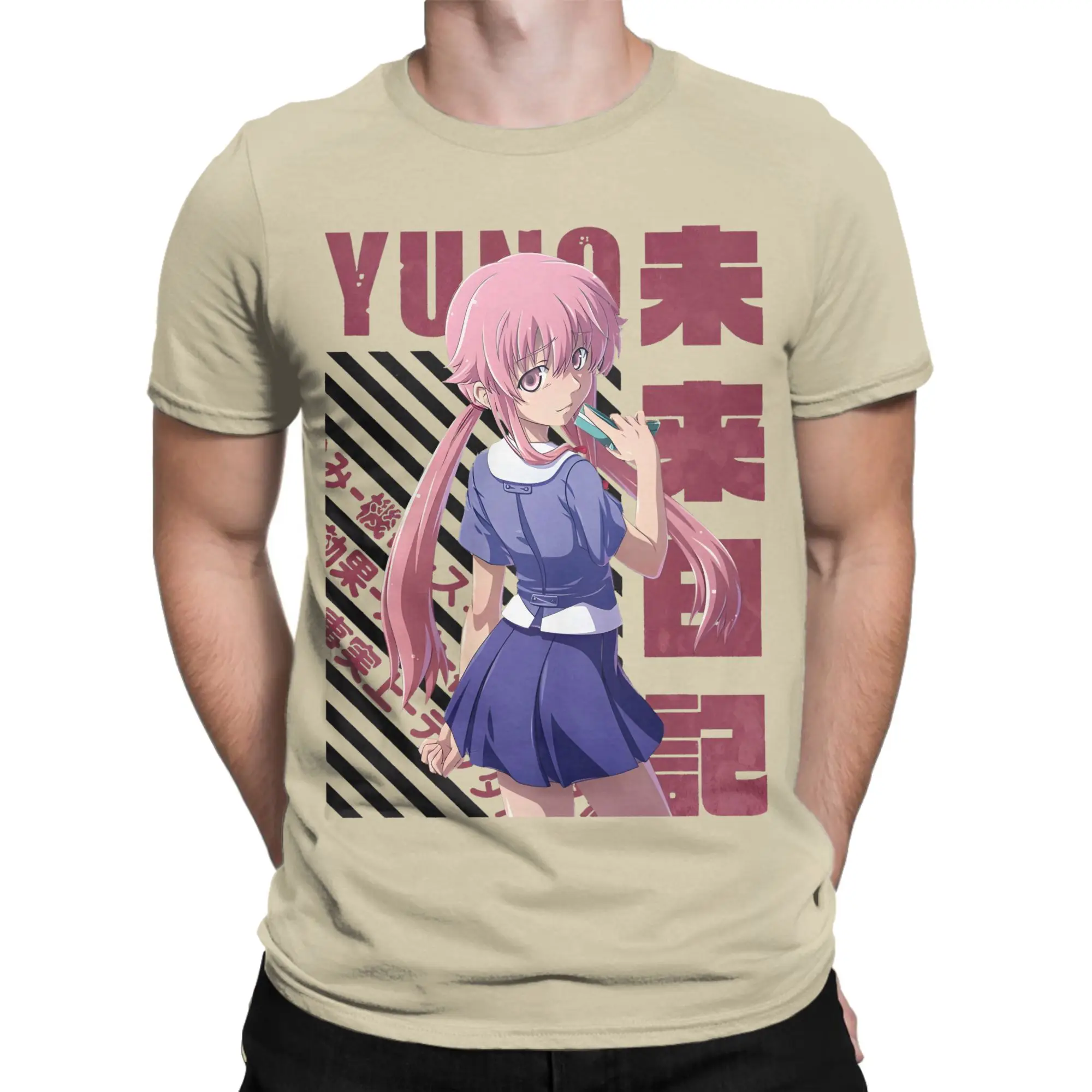 Mirai Nikki Yuno Gasai Men T Shirts Future Diary Funny Tees Short Sleeve Round Neck T-Shirts Cotton Summer Clothes