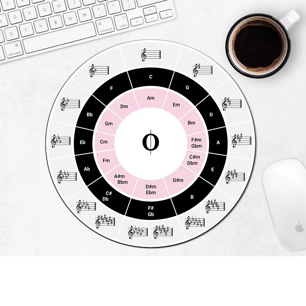 Circle of Fifths Round Silicone Mats Keyboard Mouse Pad Mousepad Art Laptop Gaming Computer Office Rug Padding Table Mat Mini Pc