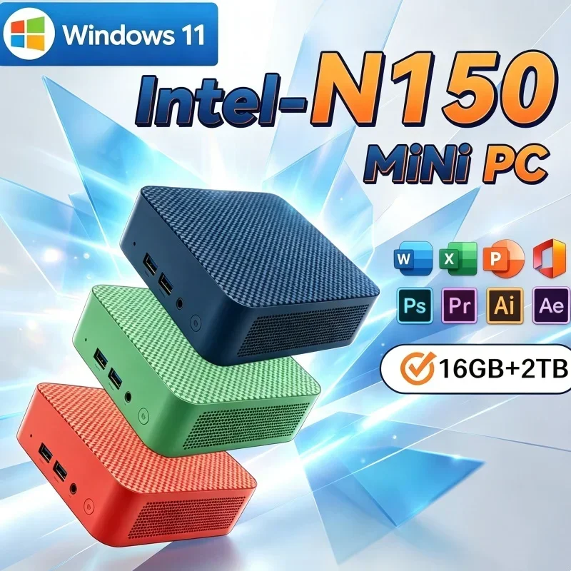 Youthful Intel N150 Mini PC Multiple Configurations WiFi6 Triple 4K Silent Desktop for Home Office Media Editing